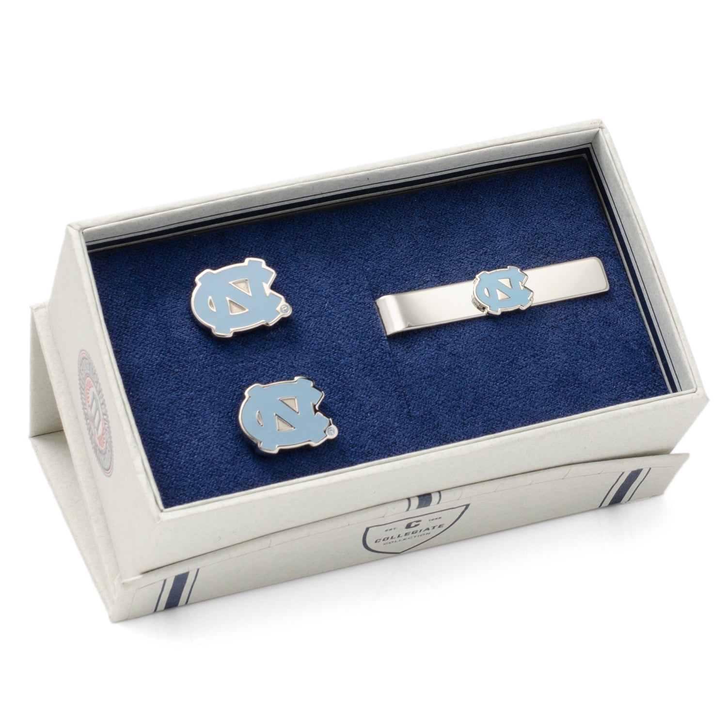 NCAA North Carolina Tar Heels Cufflinks and Tie Bar Gift Set — close-up detail40