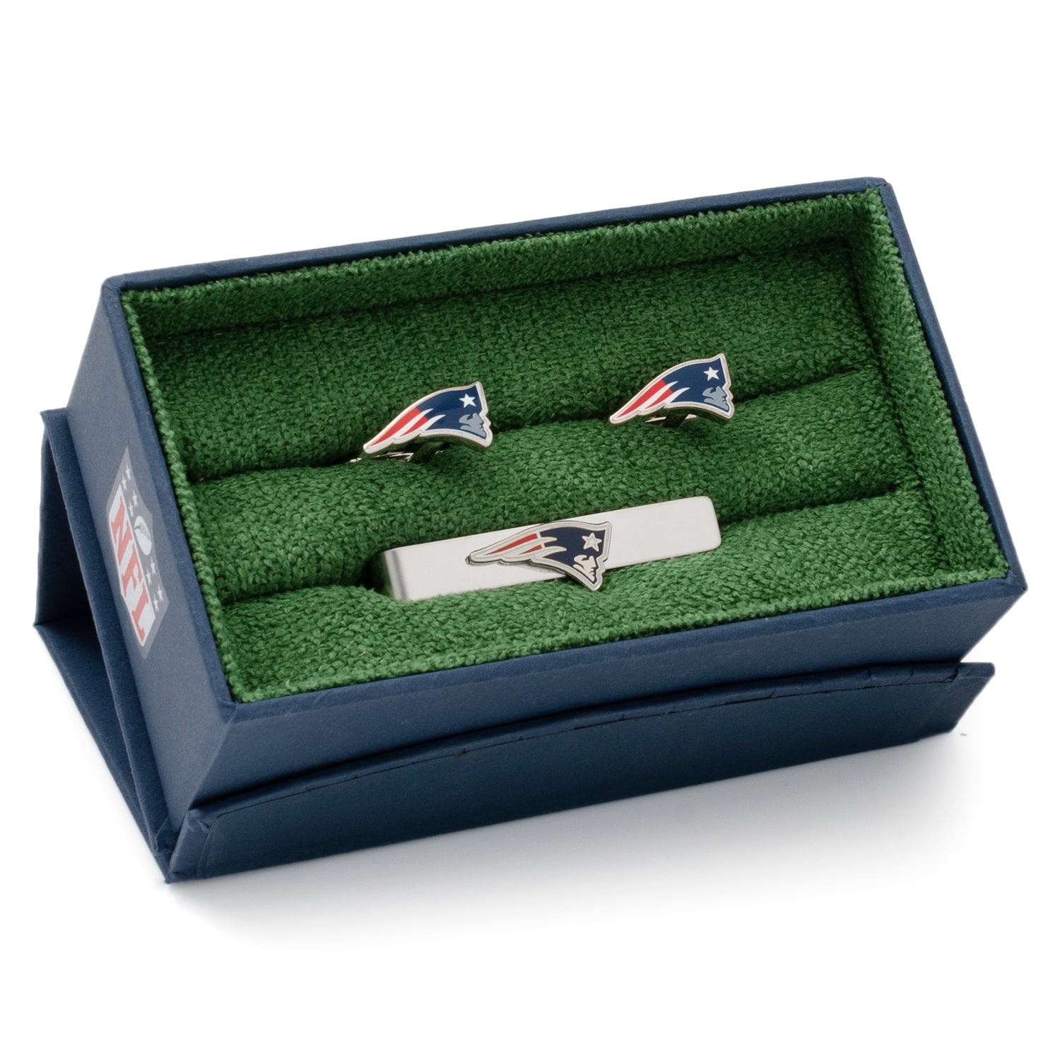 NFL New England Patriots Cufflinks and Tie Clip Gift Set — close-up detail652