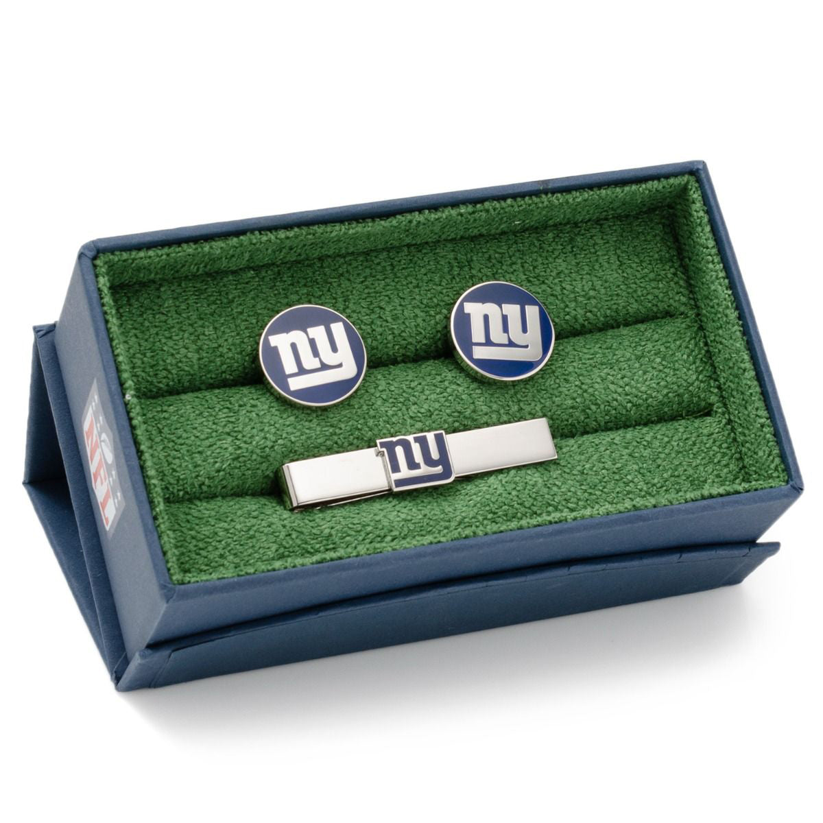 NFL New York Giants Cufflinks and Tie Bar Gift Set — close-up detail397