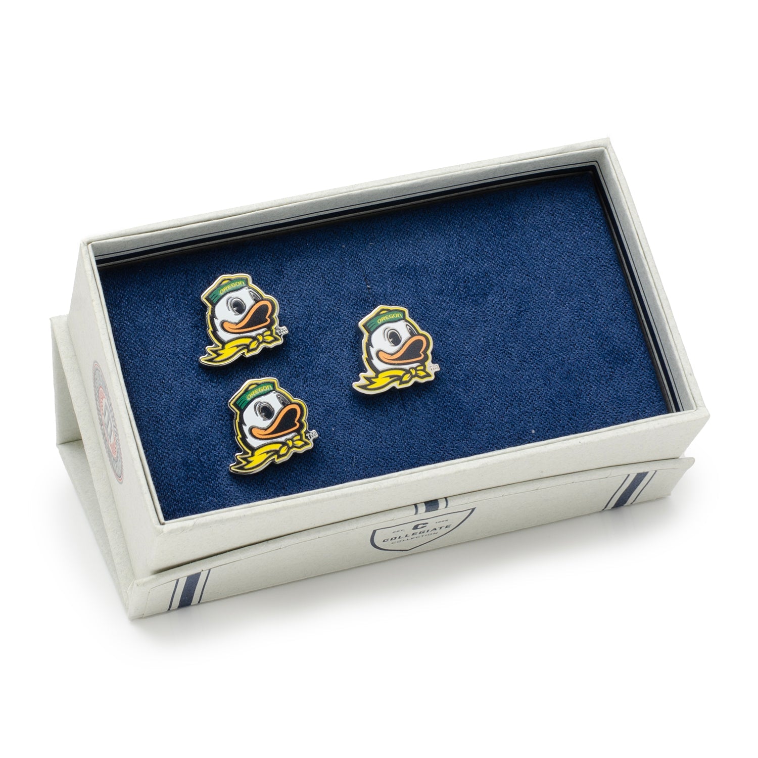NCAA Oregon Ducks Mascot Cufflinks and Lapel Pin Gift Set — close-up detail608