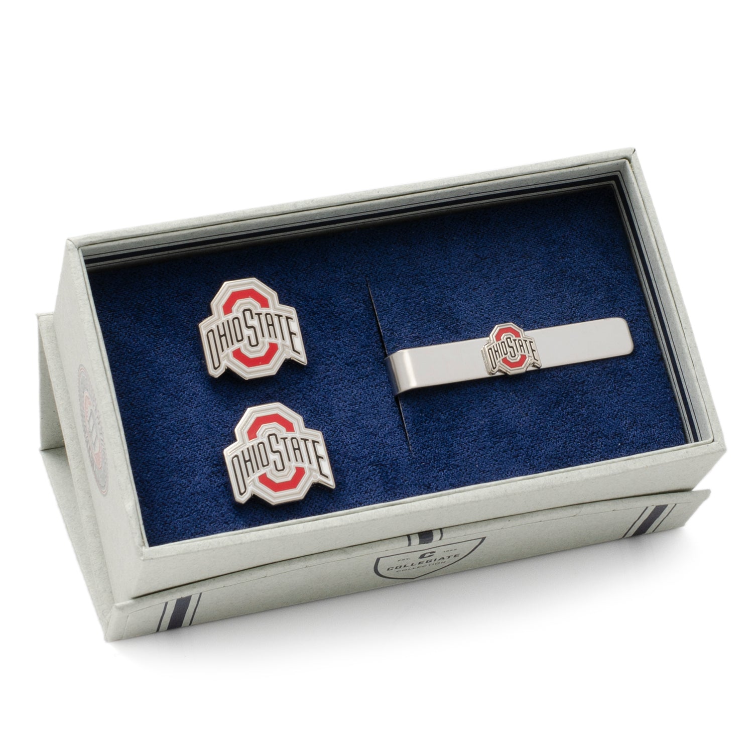 NCAA Ohio State University Cufflinks and Tie Bar Gift Set — close-up detail814