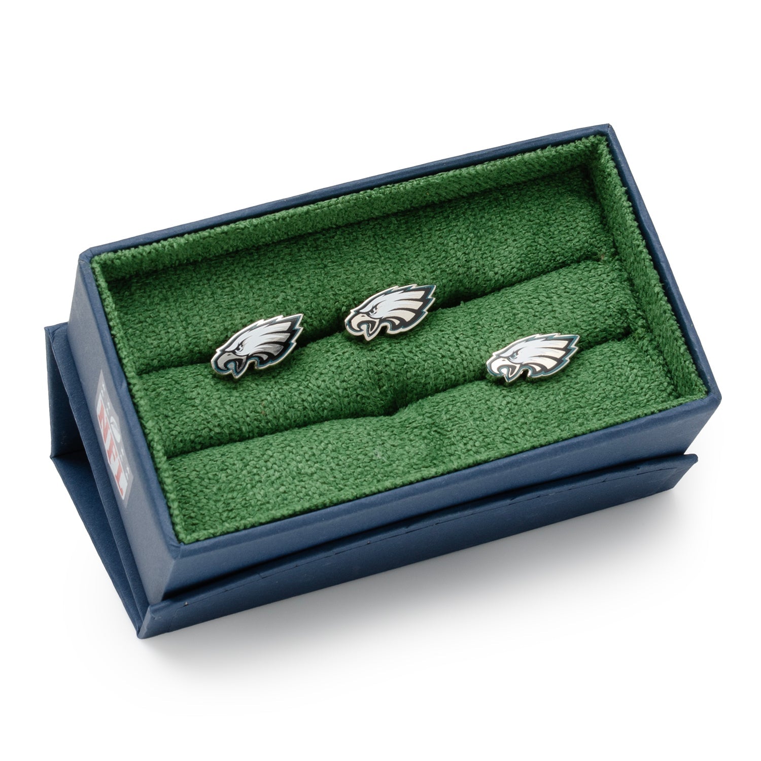 NFL Philadelphia Eagles Cufflinks and Lapel Pin Gift Set — close-up detail759