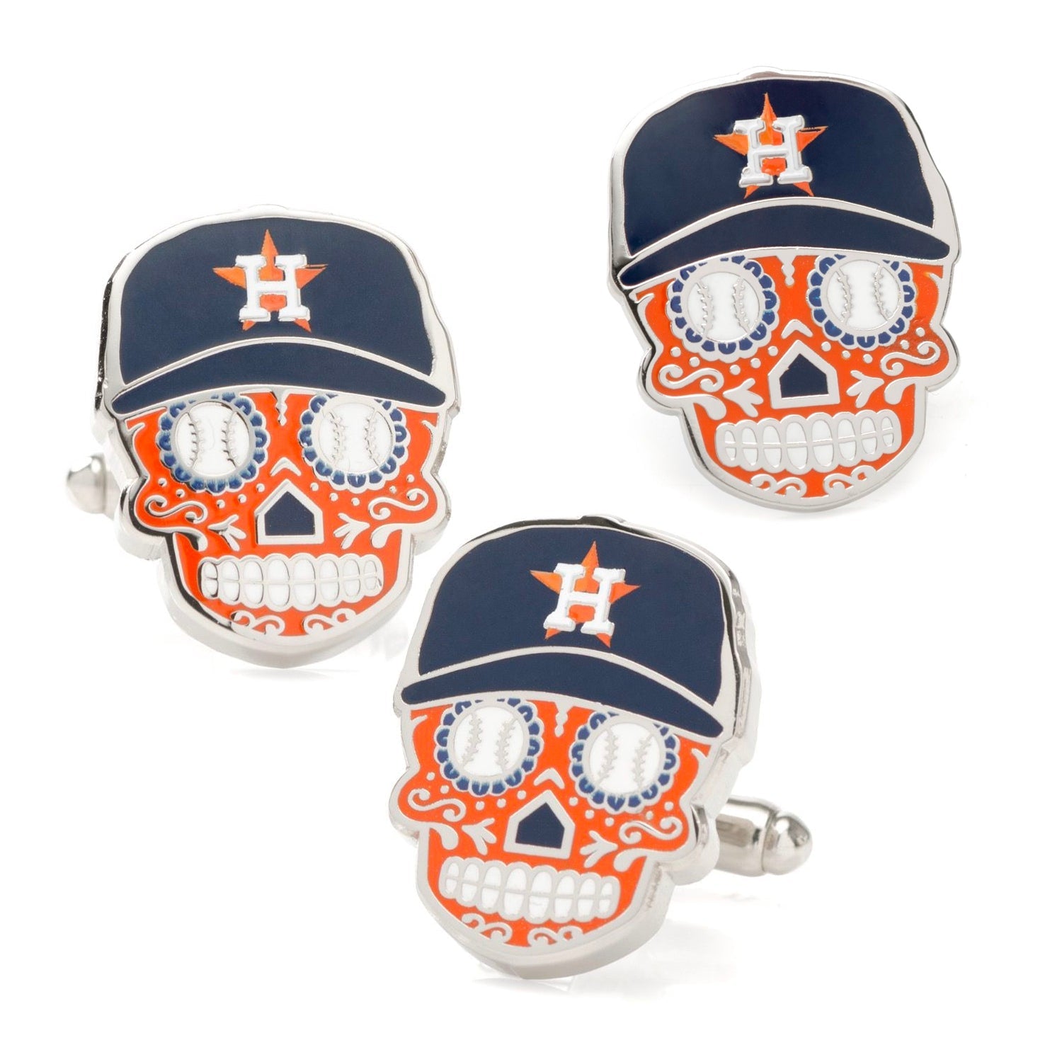 Houston Astros Sugar Skull Cufflinks &amp;amp; Lapel Pin Gift Set235