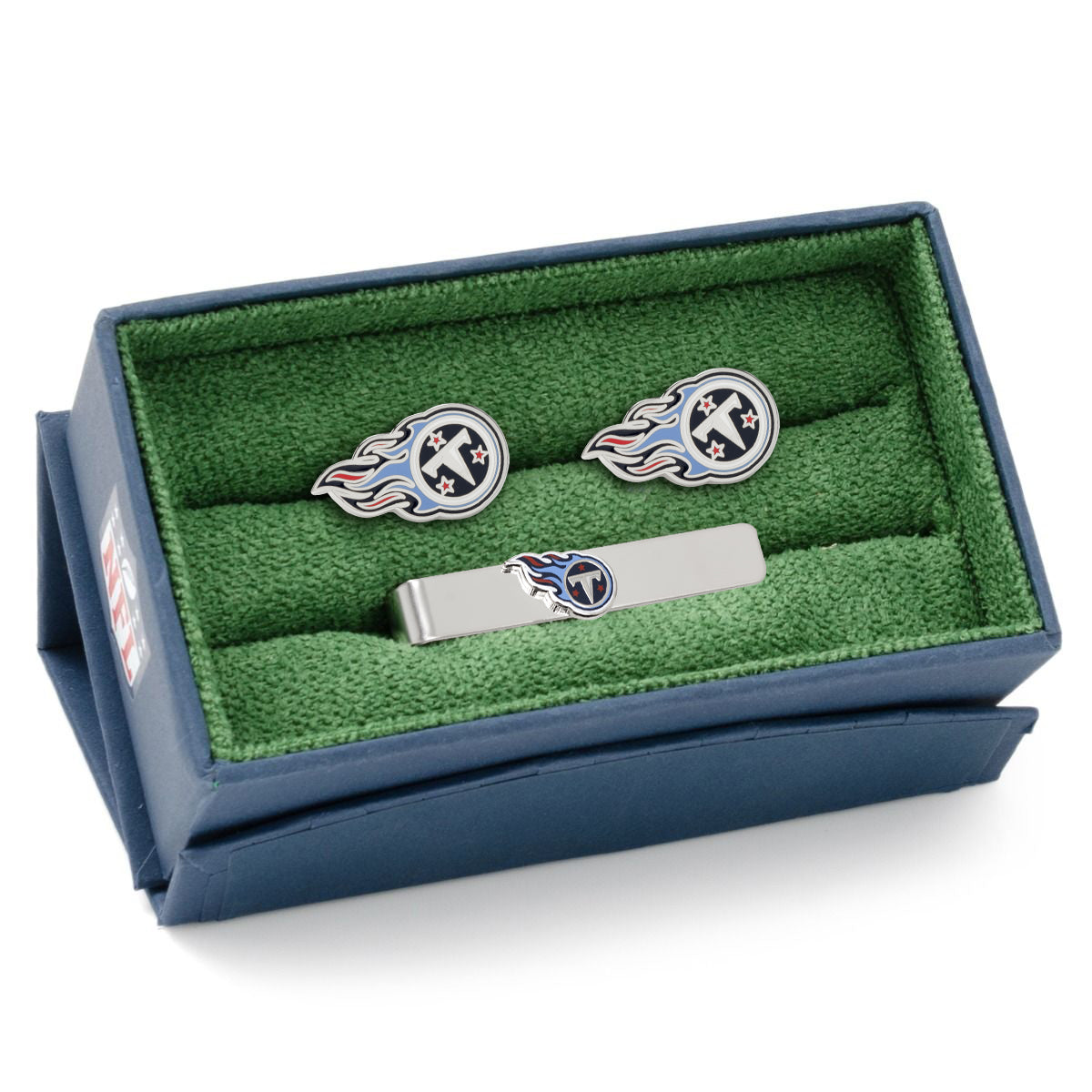 NFL Tennessee Titans Cufflinks and Tie Bar Gift Set — close-up detail348