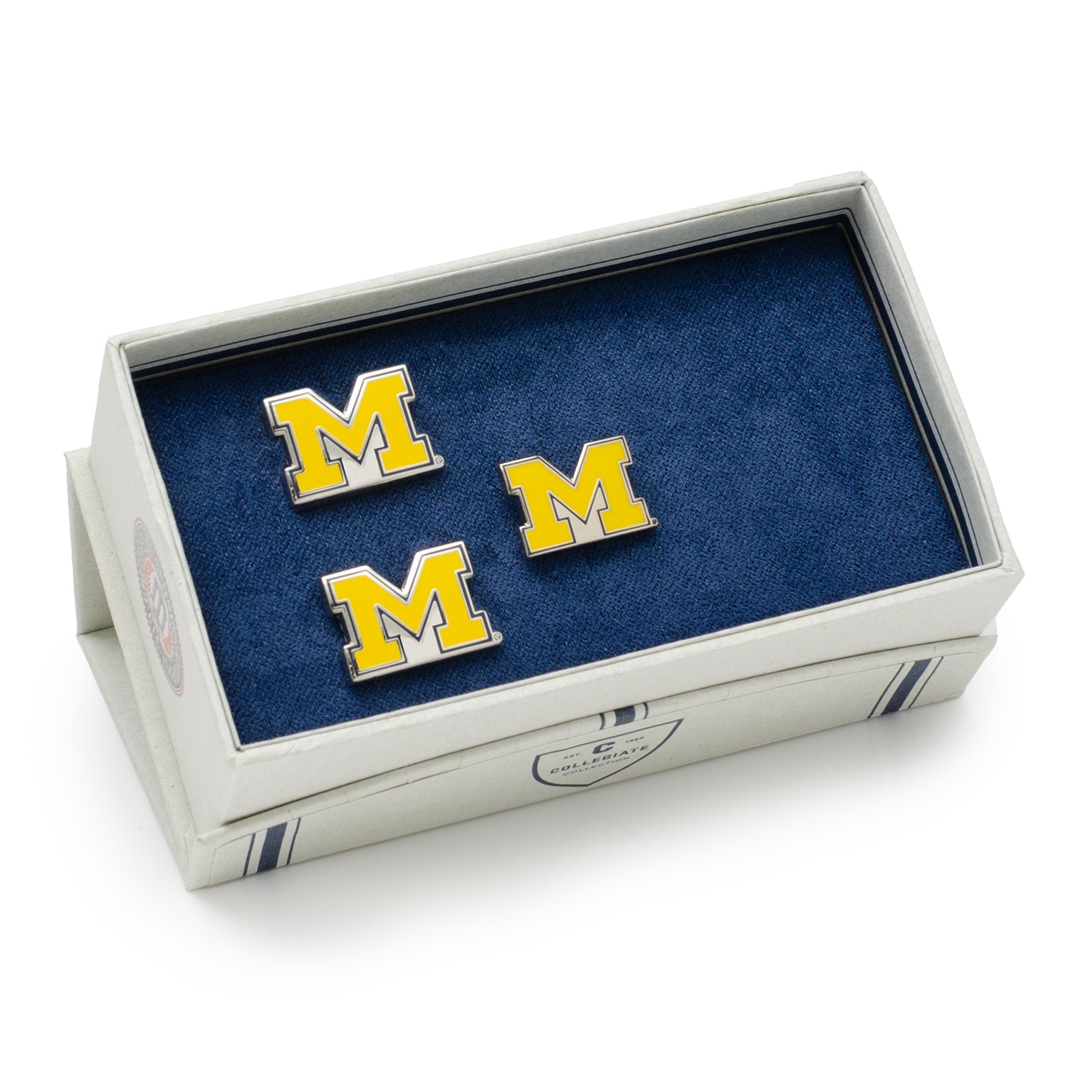 NCAA University of Michigan Wolverine Cufflinks and Lapel Pin Gift Set — close-up detail189