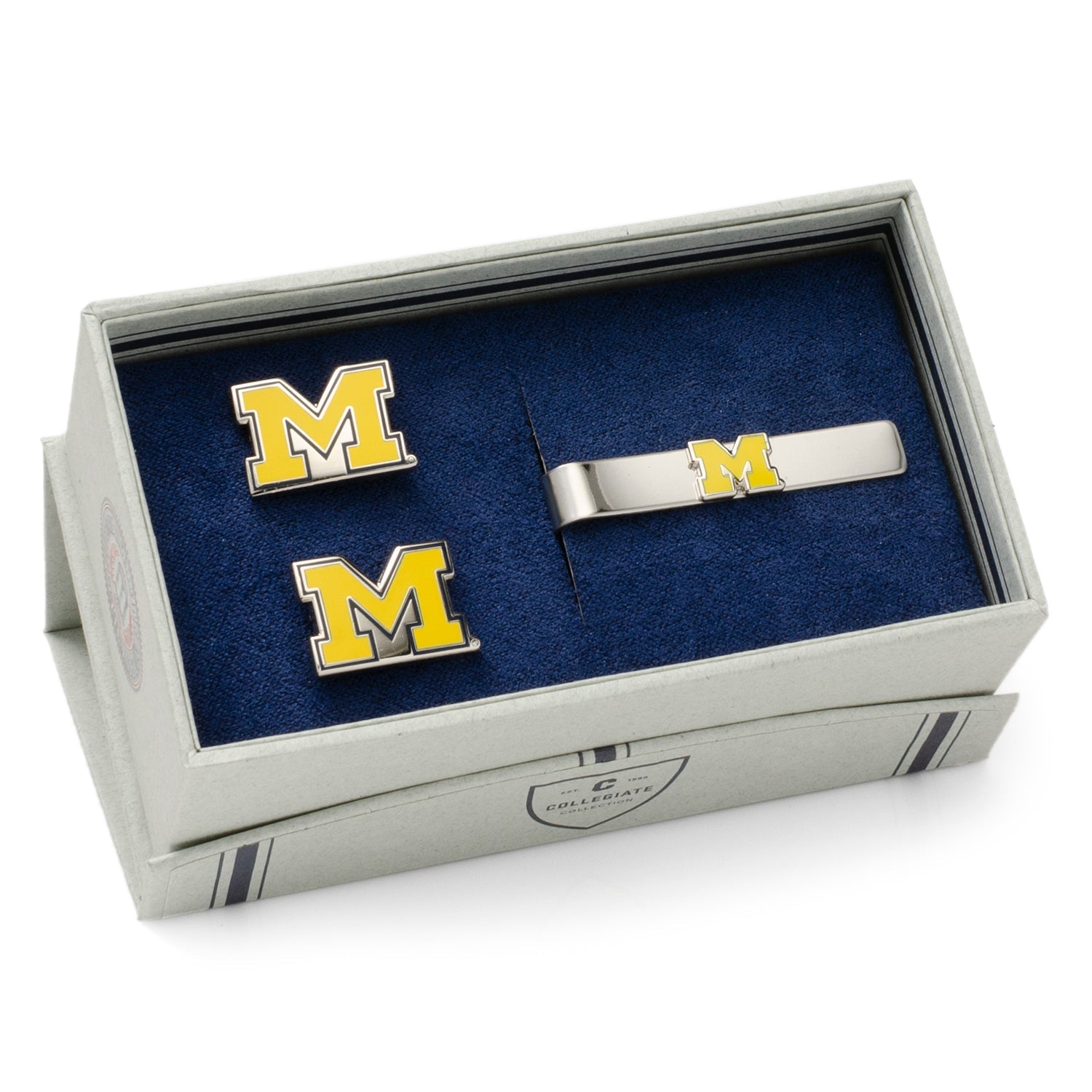 NCAA University of Michigan Cufflinks and Tie Bar Gift Set — close-up detail89