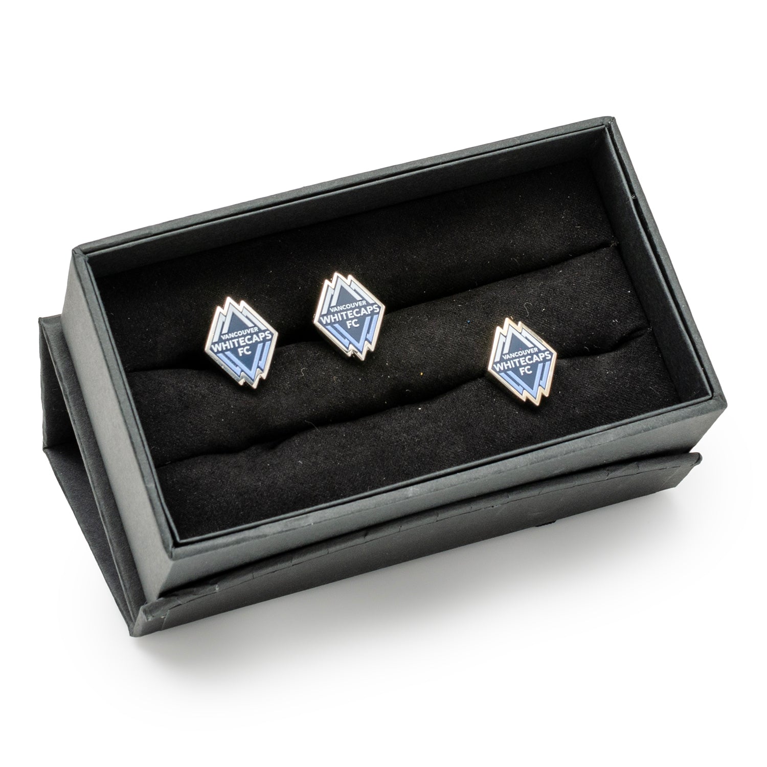 MLS Vancouver Whitecaps Cufflinks and Lapel Pin — close-up detail354
