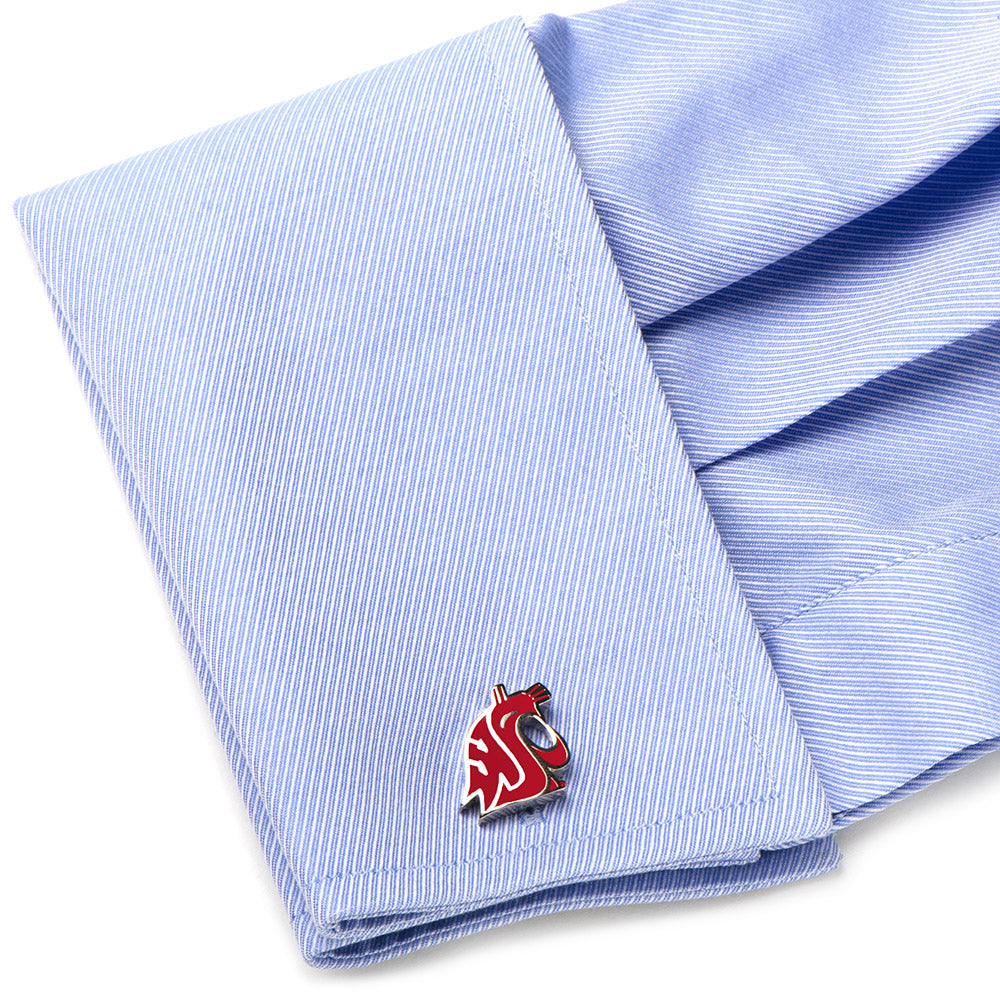 NCAA Washington State Cougars Cufflinks — on a shirt cuff924