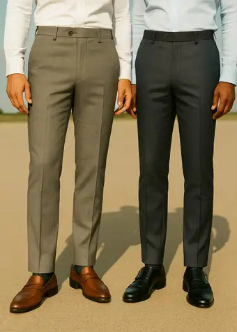 grey and charcoal pants