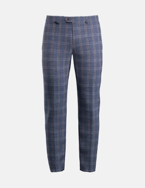 Deep Cobalt Blue Plaid Pants - SARTORO Deep Cobalt Blue Plaid Pants - SARTORO