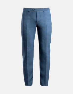 blue dress trousers Air Force Blue Prince of Wales Pants- SARTORO