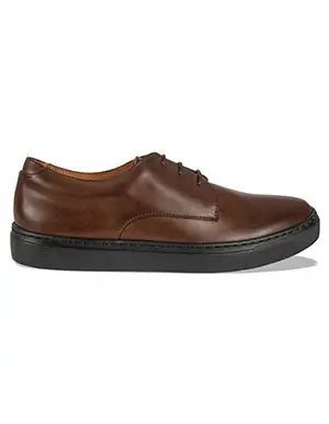 Brown leather shoe on a white background