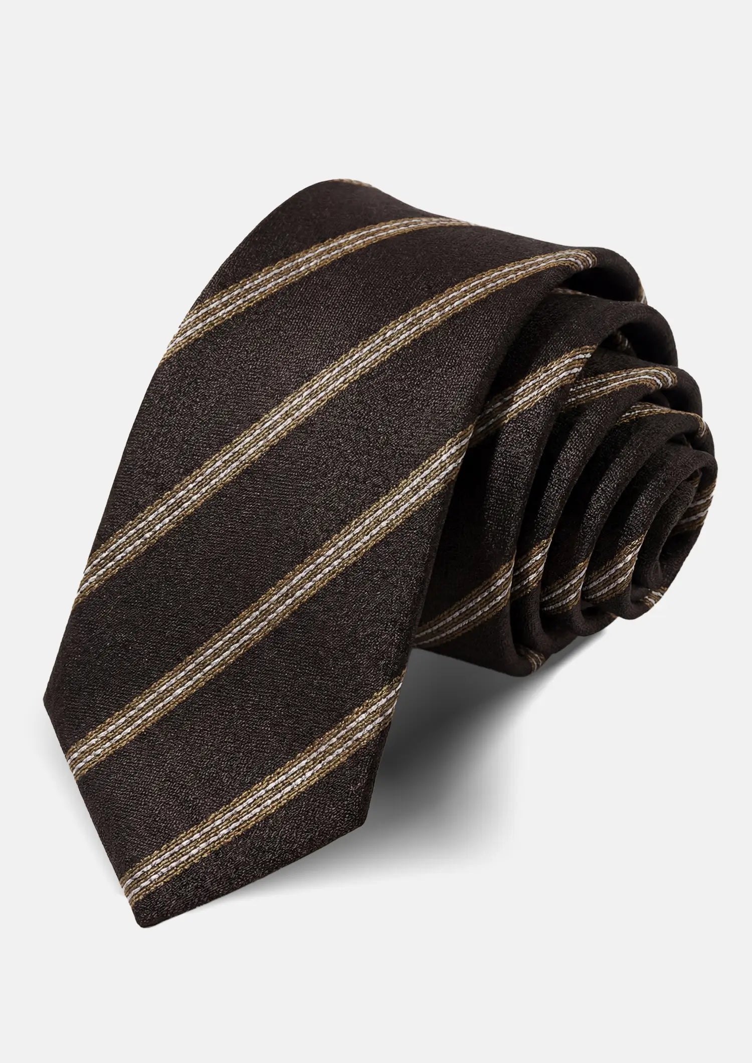 Chocolate Brown Gold Stripe Tie945