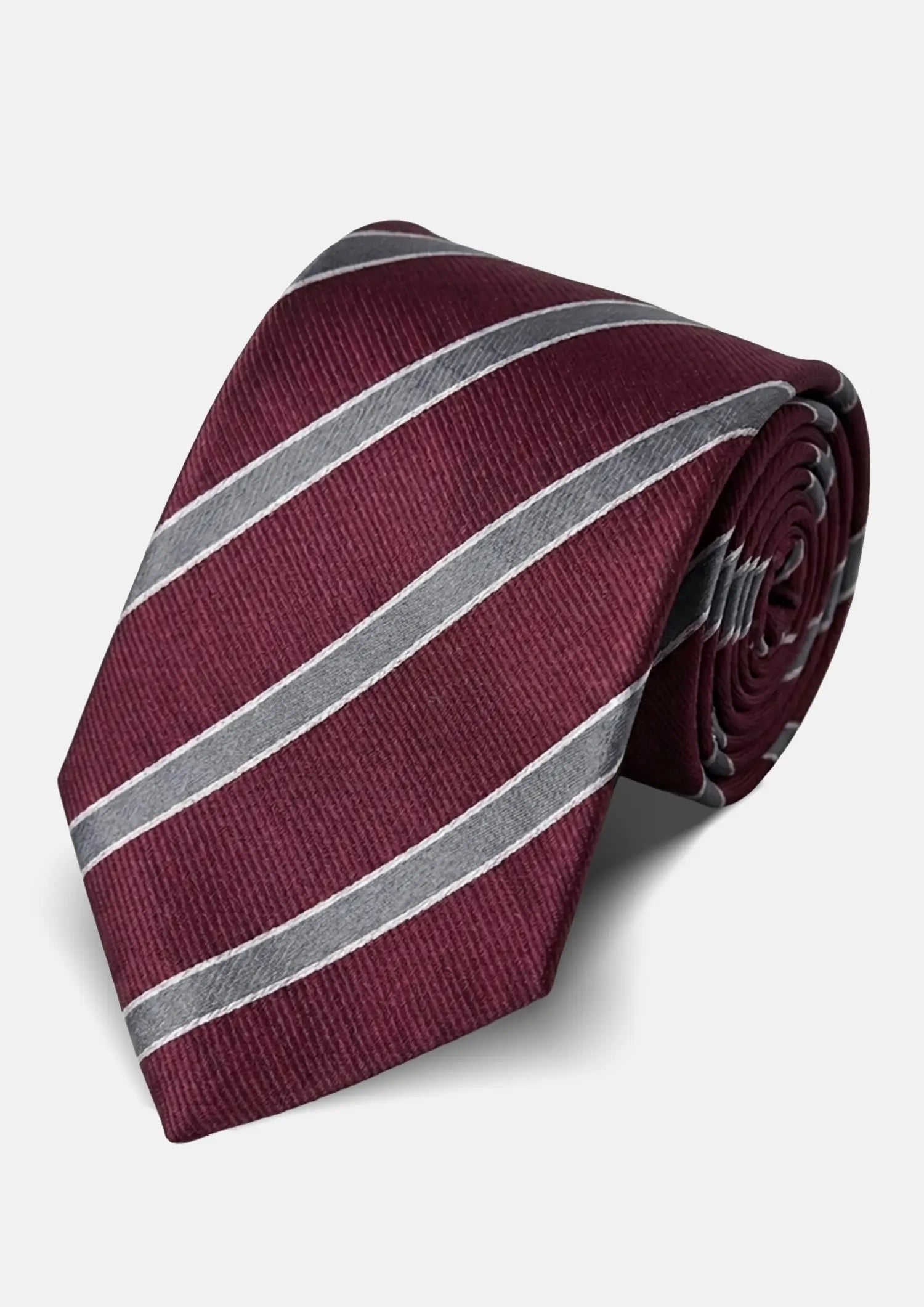 Wine Red Silver Stripe Tie294