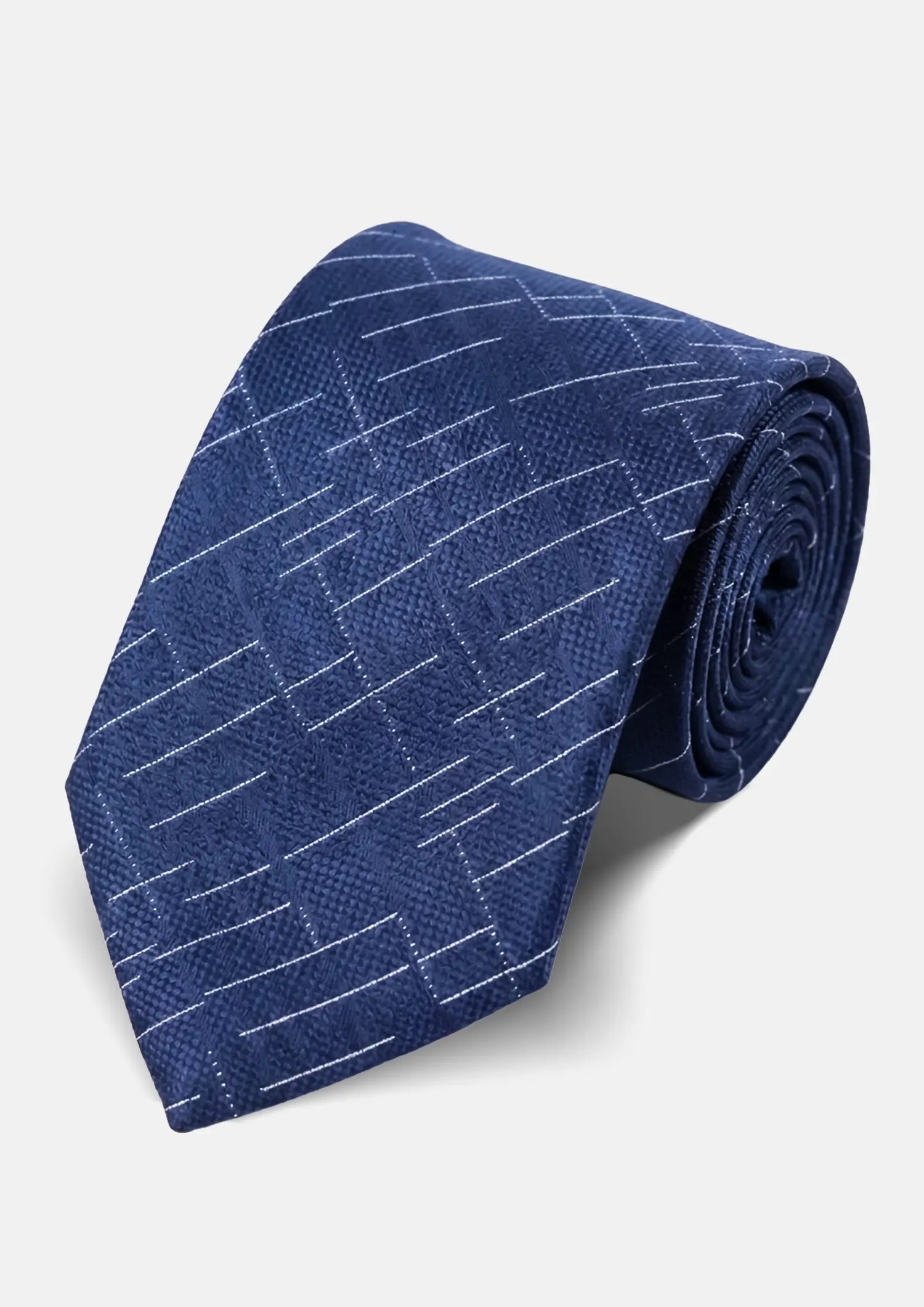Ink Blue Linear Grid Tie650