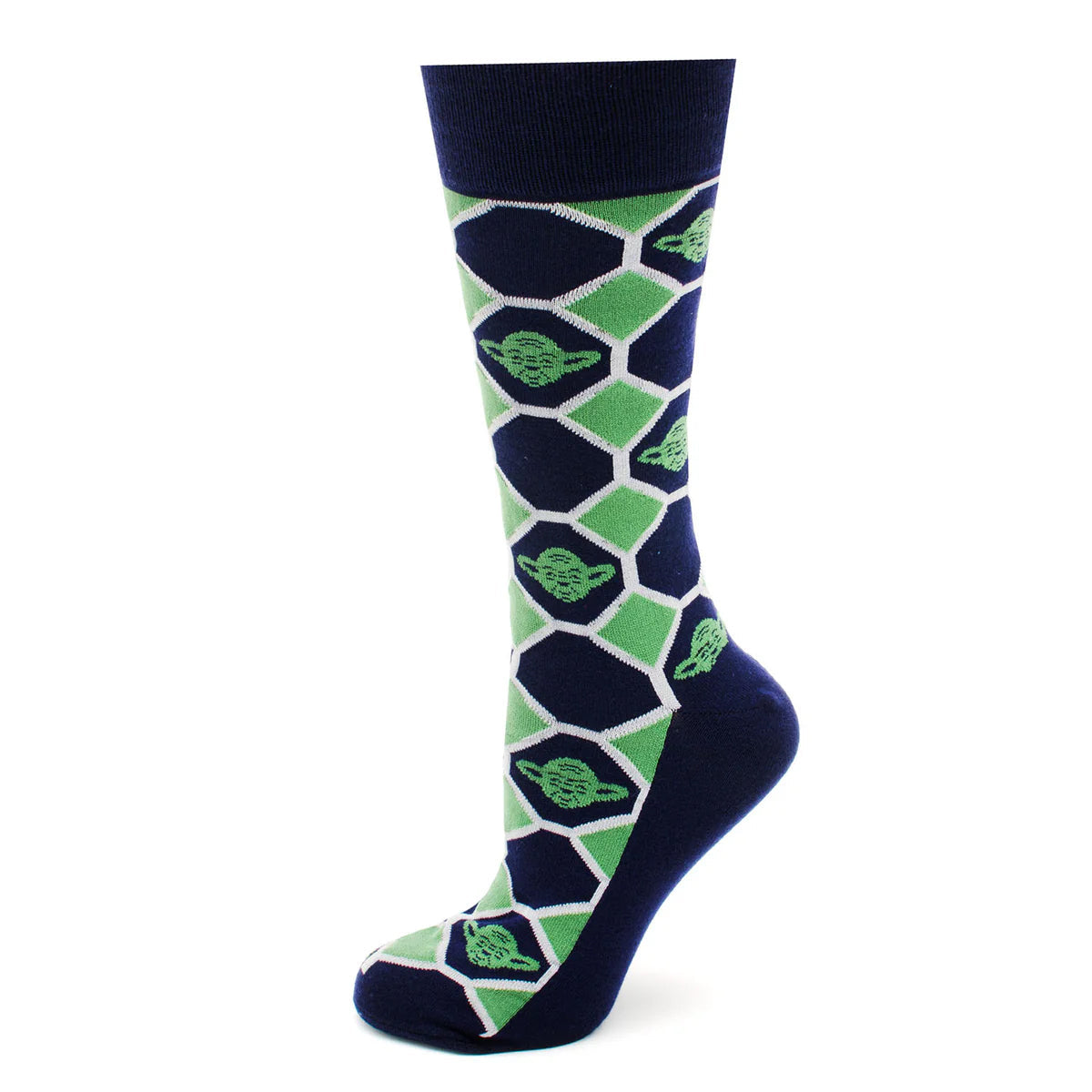 Star Wars Yoda Green and Navy Checkered Dress Socks and Jedi Crest Lapel Pin Gift Set678