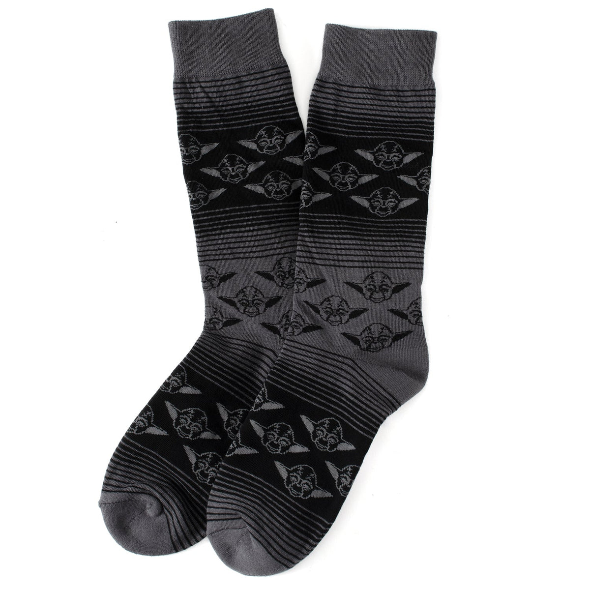 Star Wars Yoda Green, Gray, and Black Ombre Dress Socks and Jedi Crest Lapel Pin Gift Set856