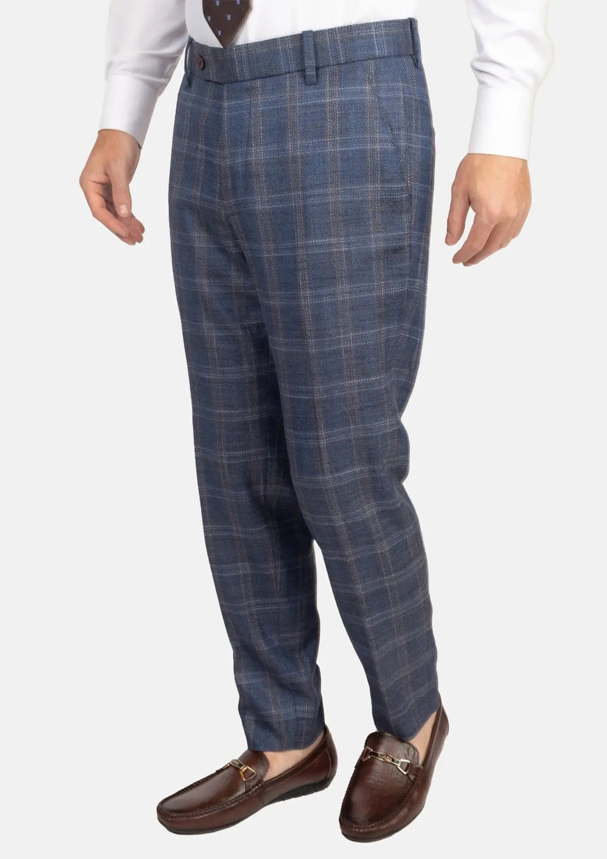 Deep Cobalt Blue Plaid Pants951