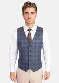 Deep Cobalt Blue Plaid Vest