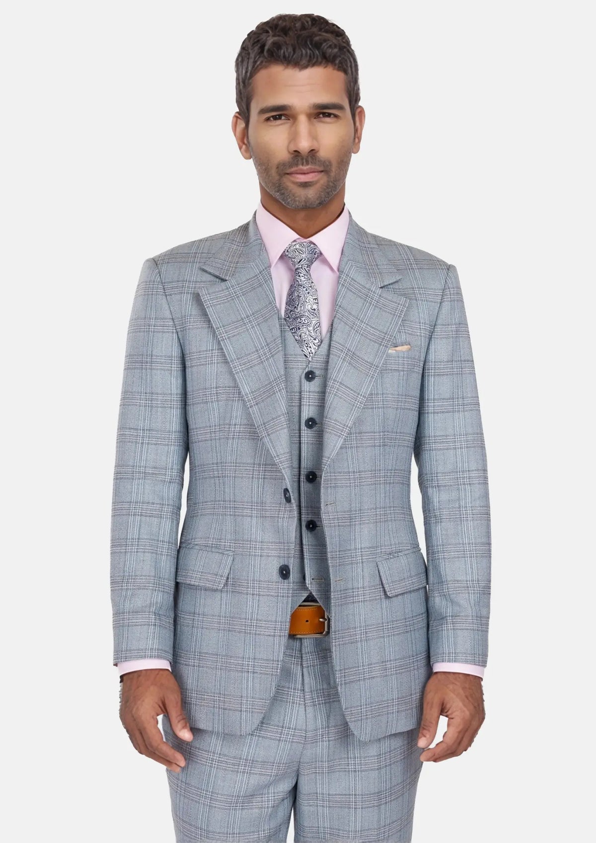 Polo Blue Glen Plaid Bamboo Suit647