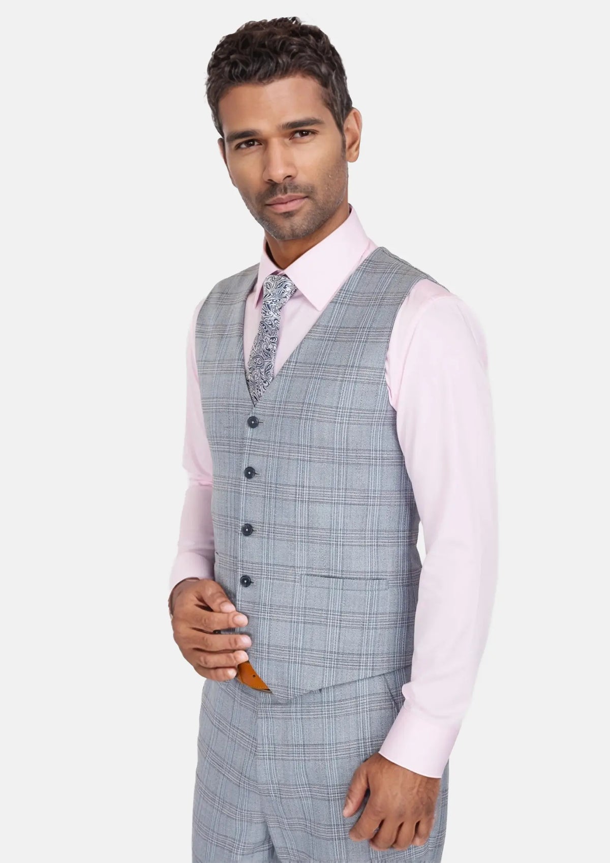 Polo Blue Glen Plaid Bamboo Vest704