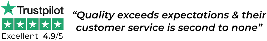 Trustpilot logo with five green stars on a black background