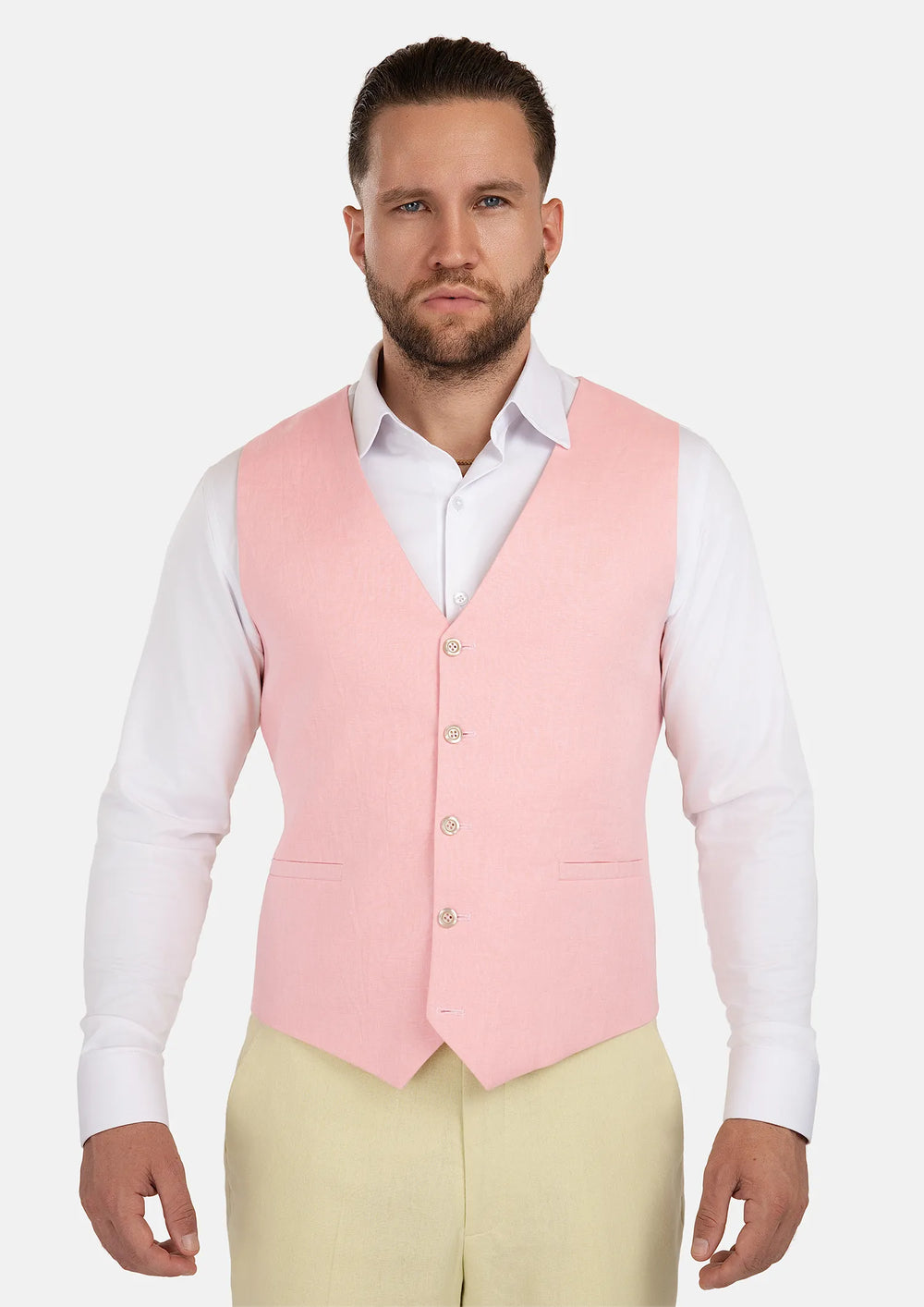 Salmon Linen Vest904