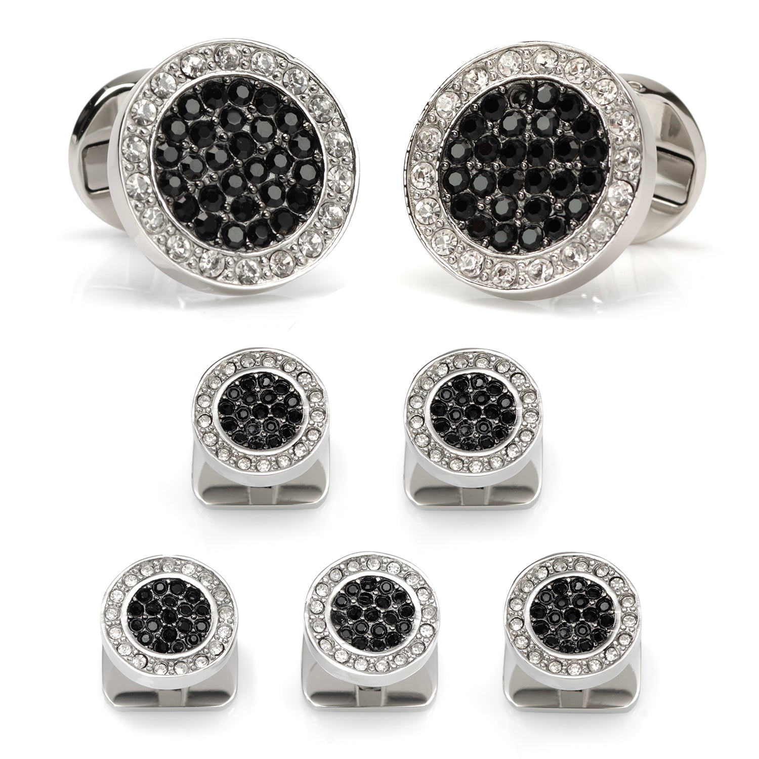 VDP White &amp; Black Pave Crystals Stud Set553