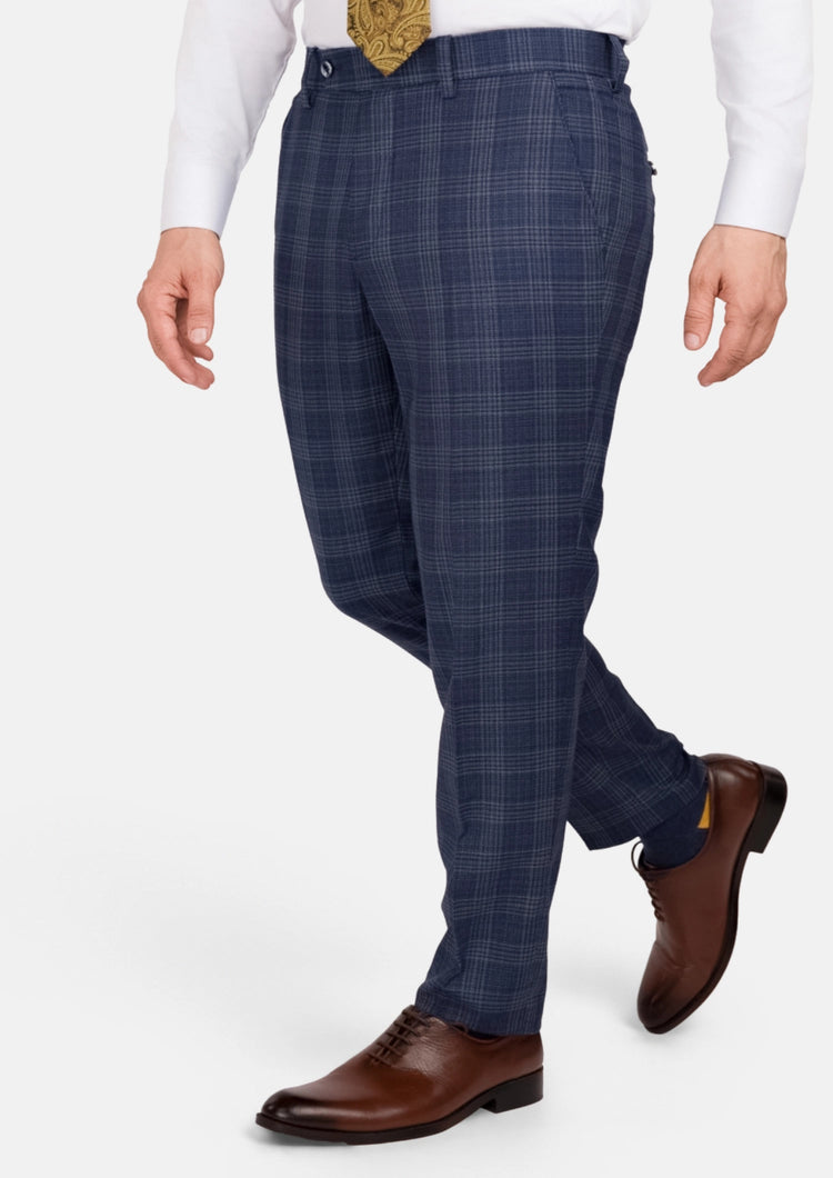 Admiral Navy Checked Pants - SARTORO482