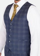Admiral Navy Checked Vest - SARTORO360