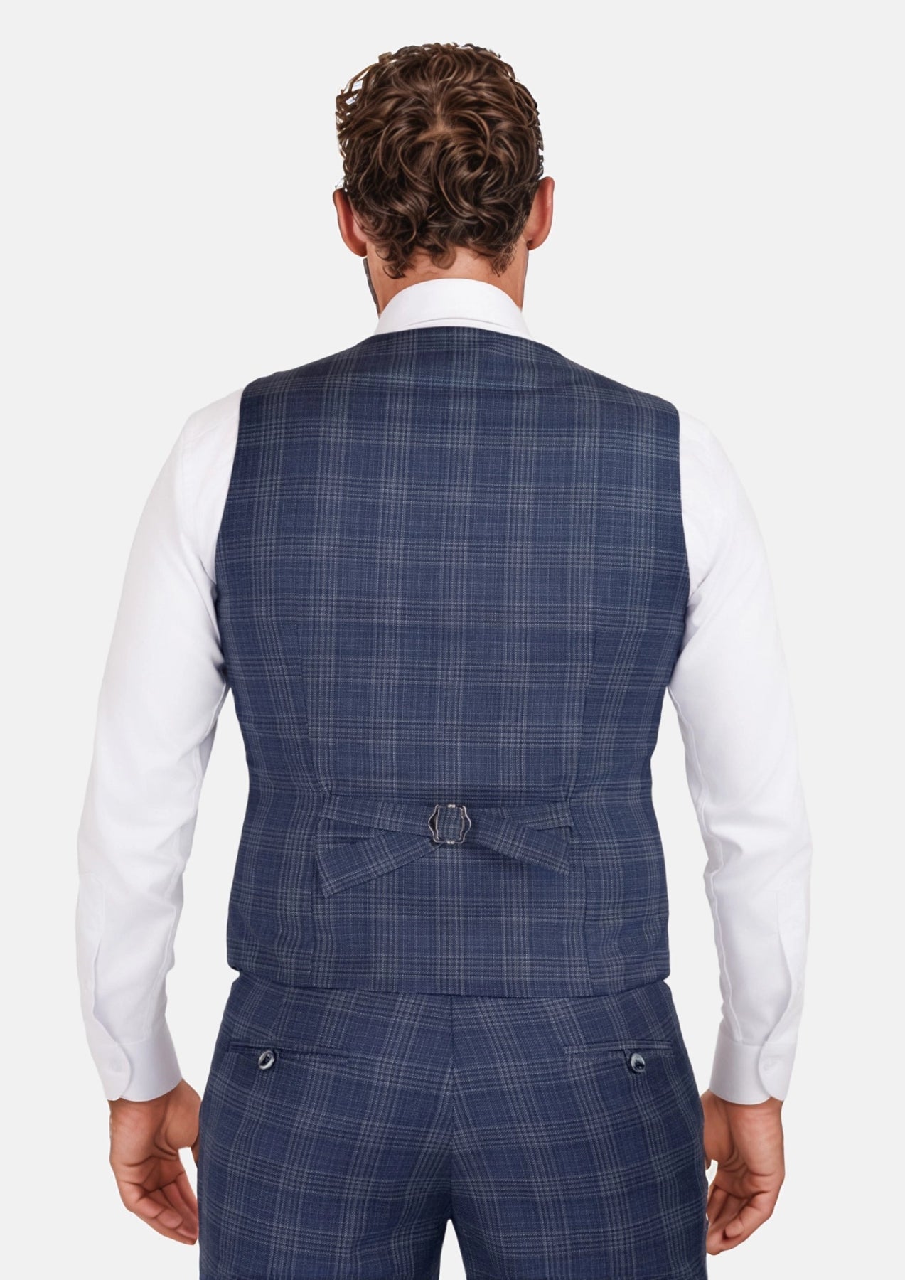 Admiral Navy Checked Vest - SARTORO
