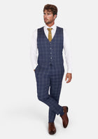 Admiral Navy Checked Vest - SARTORO162