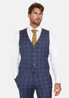 Admiral Navy Checked Vest - SARTORO103
