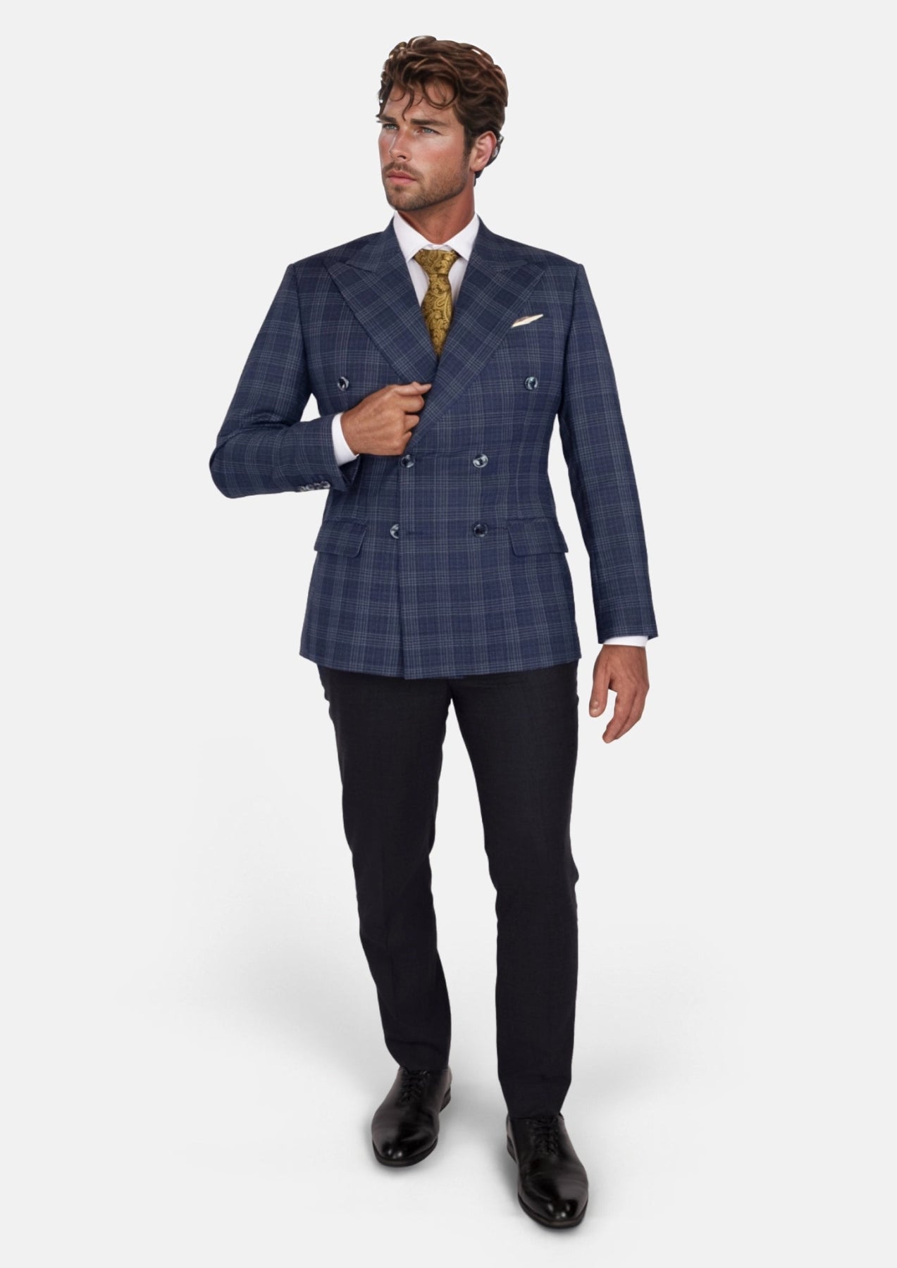 Admiral Navy Checked Waverly Jacket - SARTORO