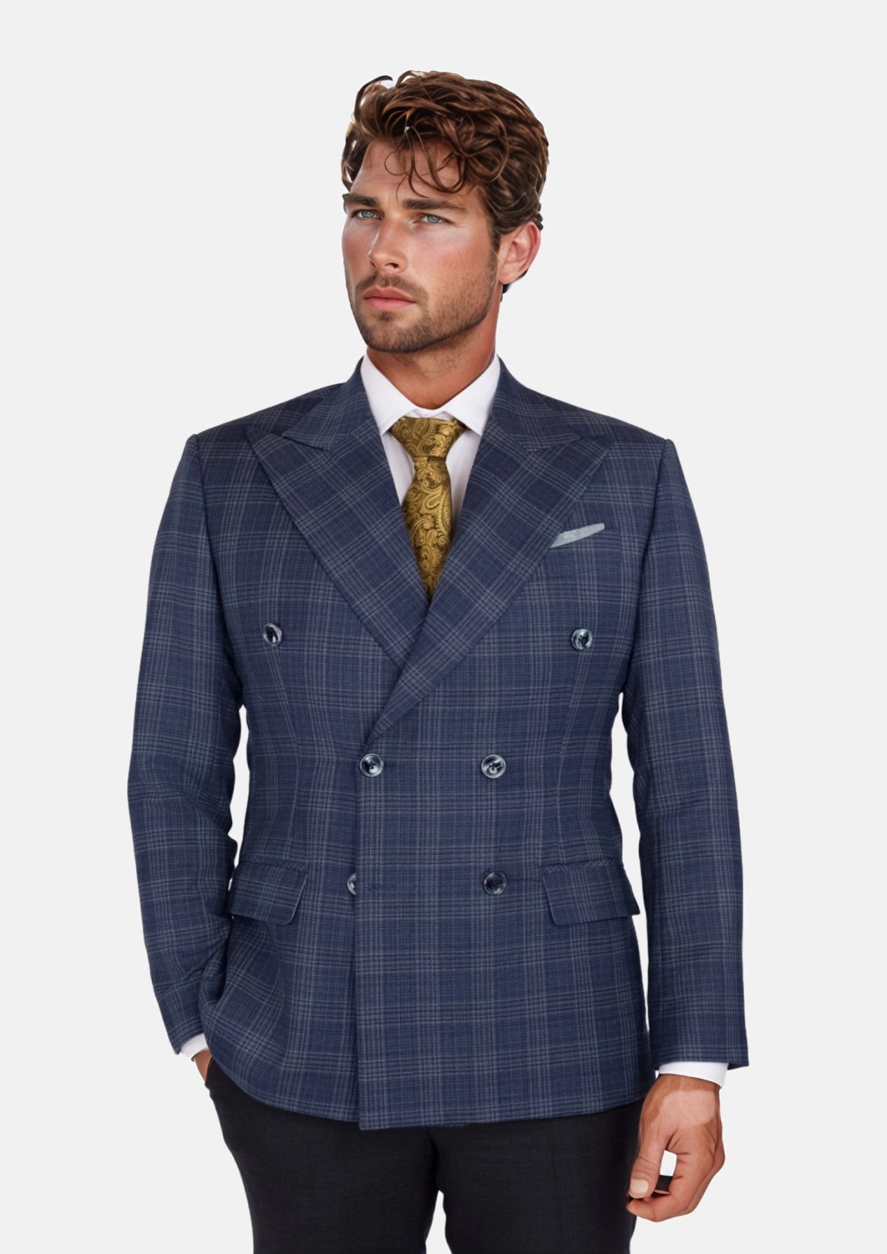 Admiral Navy Checked Waverly Jacket - SARTORO