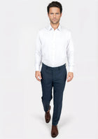 Aegean Blue Sharkskin Pants - SARTORO611