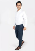 Aegean Blue Sharkskin Pants - SARTORO