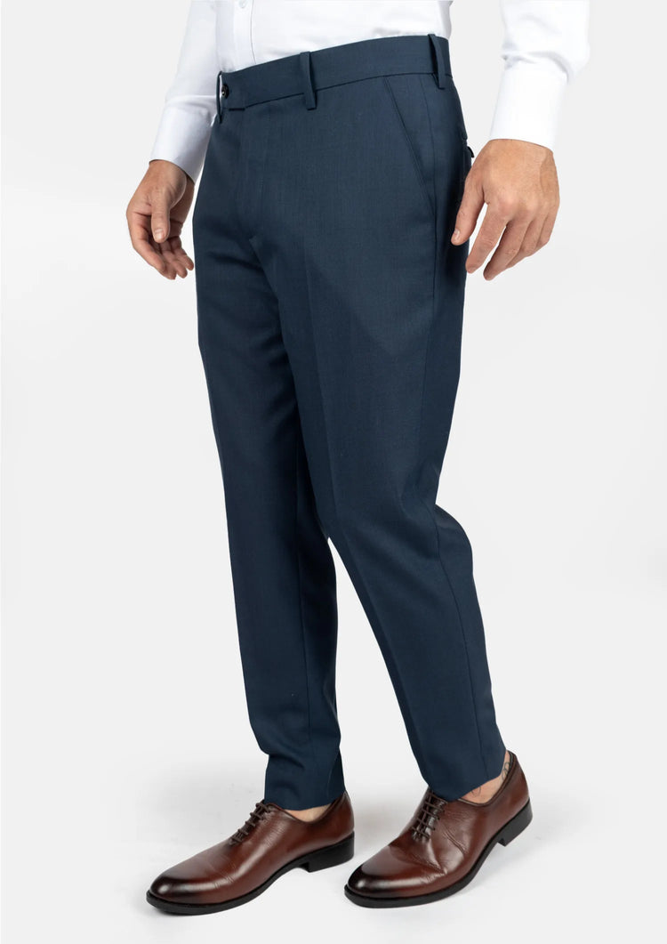 Aegean Blue Sharkskin Pants - SARTORO