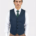 Aegean Blue Sharkskin Vest - SARTORO