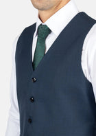 Aegean Blue Sharkskin Vest - SARTORO367