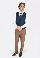 Aegean Blue Sharkskin Vest - SARTORO113