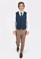Aegean Blue Sharkskin Vest - SARTORO919