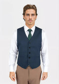 Aegean Blue Sharkskin Vest - SARTORO