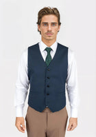 Aegean Blue Sharkskin Vest - SARTORO303