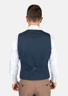 Aegean Blue Sharkskin Vest - SARTORO357