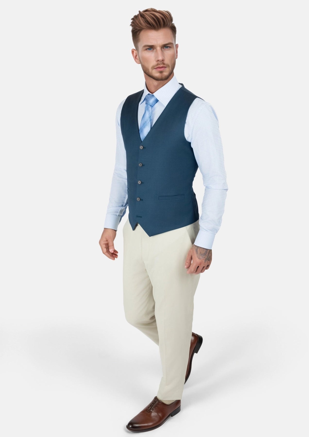 Aegean Blue Vest - SARTORO