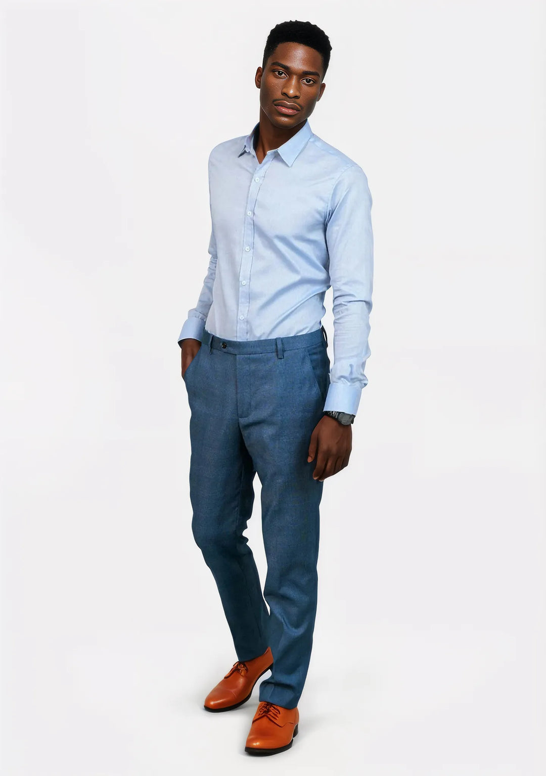 Air Force Blue Prince of Wales Pants SARTORO Custom Pants Chinos