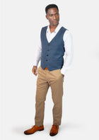 Air Force Blue Prince of Wales Vest - SARTORO325