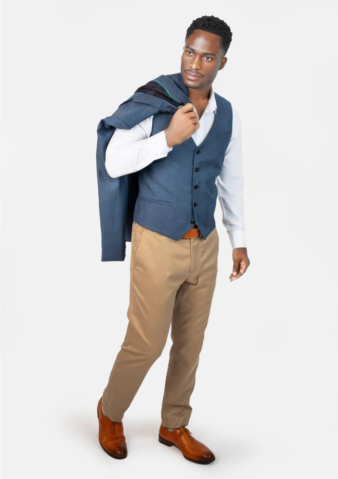 Air Force Blue Prince of Wales Vest - SARTORO