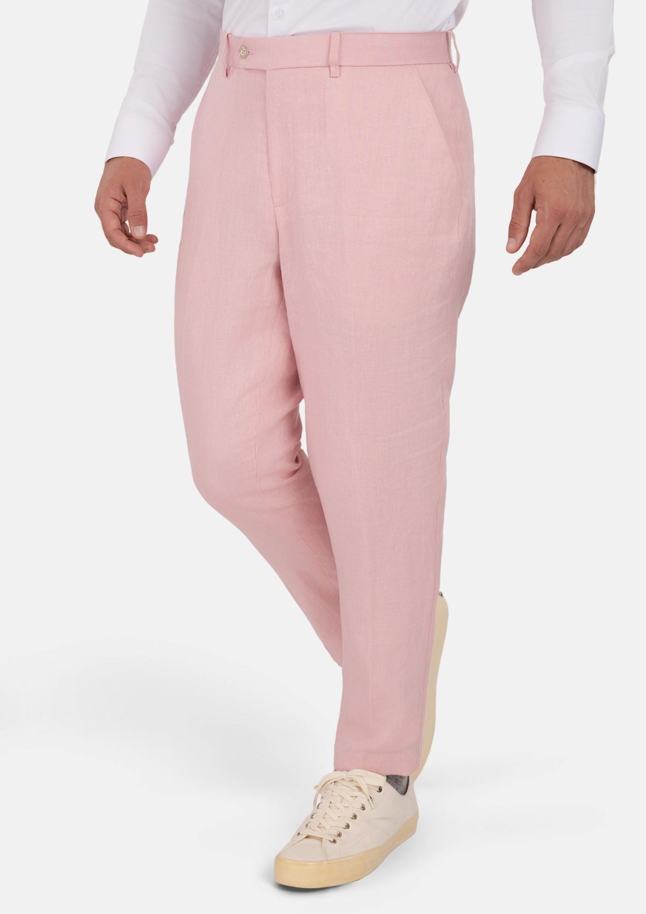 Amaranth Pink Linen Pants - SARTORO